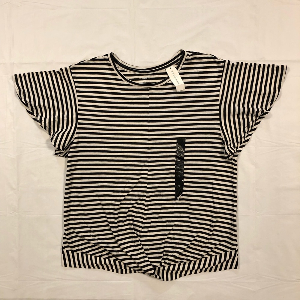 NWT Banana Republic Women’s Short Sleeve Black & White Striped Top size XL